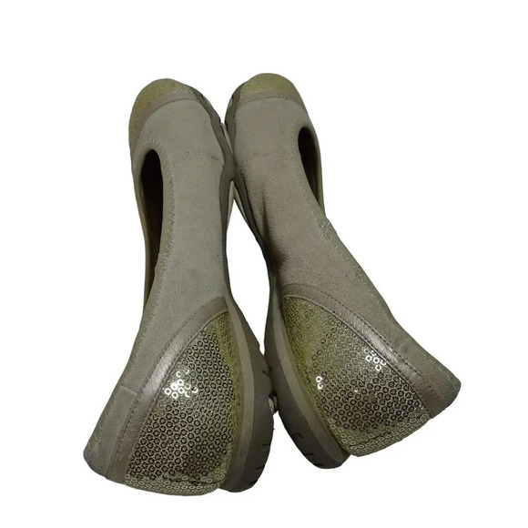 Skechers Beige Suede Ballet Flats Gold Sequins Women Size 8.5 Comfort Round Toe - Picture 6 of 9